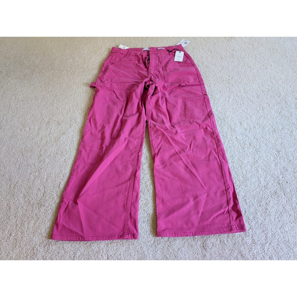 Women's Forever 21 Bright Pink Straight Leg Pants Size 30 Beachy Boho